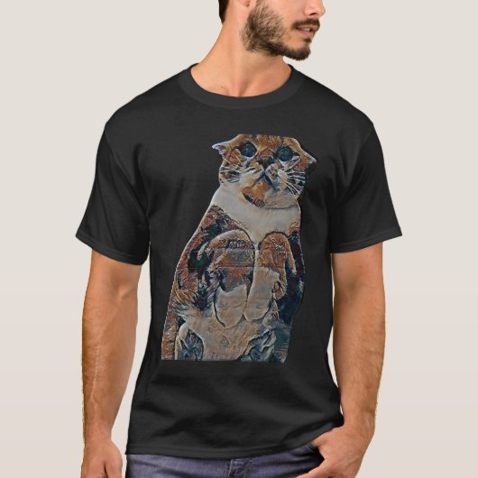猫のデジタル抽象画 Tシャツ (正面)