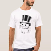 猫のトップハット姿 Tシャツ (正面)