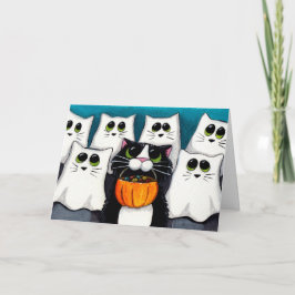 猫のトリックまたはハロウィーンカードの治療 カード