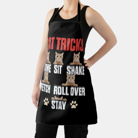 猫のトリック猫のトレーニン来グSIT SHAKE FETCH転が(SIT SHAKE FETCH) エプロン (インサイチュ)