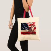 猫のトートバックの神はアメリカを賛美します トートバッグ (正面(商品))