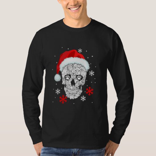 猫のドクロサンタのクリスマスパジャマ Tシャツ (正面)