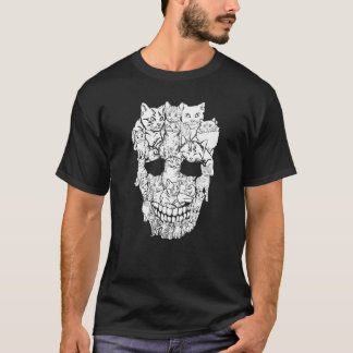 猫のドクロ キティ スケルトン ハロウィン コスチューム スカル C Tシャツ