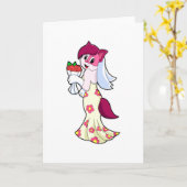 猫のドレ結婚ス&花束 カード (黄色い花)