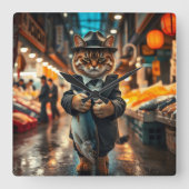 猫のドン スクエア壁時計 (正面)