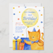 猫のニャウ誕生日パーティー 招待状 (正面)