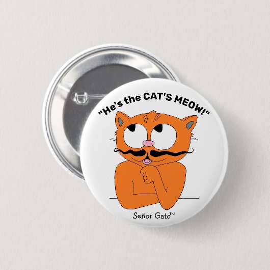 猫のニャーまんまの口ひげ猫 缶バッジ (正面&裏面)