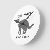猫のネコ属Catus ラウンド壁時計 (傾斜)