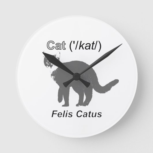 猫のネコ属Catus ラウンド壁時計 (正面)