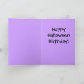 猫のハロウィンの誕生日の挨拶状の帽子 カード (内部)