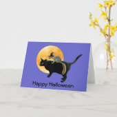 猫のハロウィンカードの魔法使いのリス カード (黄色い花)