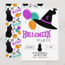 猫のハロウィンパーティー招待状