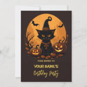 猫のハロウィン誕生日 招待状 (正面)