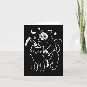 猫のハロウィーンの衣装おもしろいに乗って死ぬパーティー カード