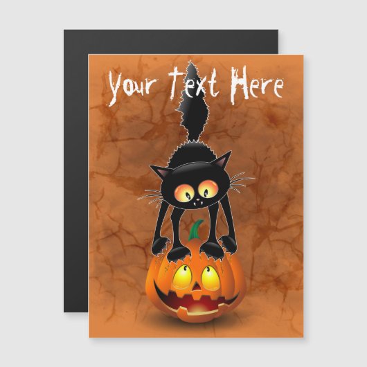 猫のハロウィーン恐怖カートゥーンがオレンジのランタンに乗ってる (正面/裏面)