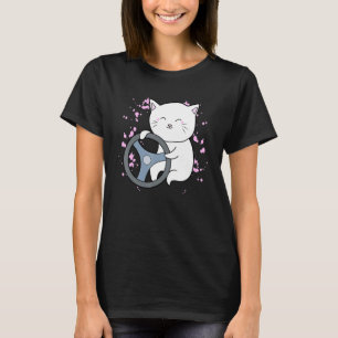 猫のハンドル運転 Tシャツ