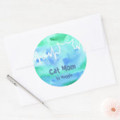 猫のハートビート猫のママ、猫のパパ、水彩 ラウンドシール (封筒)