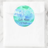 猫のハートビート猫のママ、猫のパパ、水彩 ラウンドシール (バッグ)