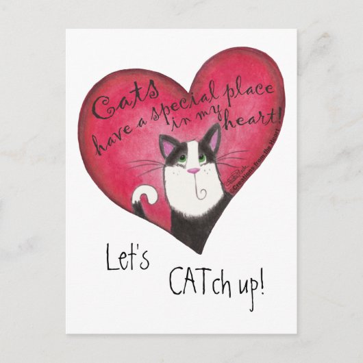 猫のハート ポストカード (正面)