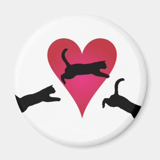 猫のハート マグネット (正面)