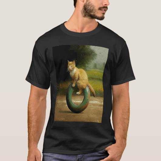 猫のバイクドーナツ Tシャツ (正面)