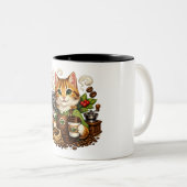 猫のバリスタ コーヒー好き ツートーンマグカップ (正面右)