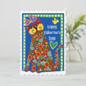 猫のバレンタインカード フラットカード シーズンカード (スタンド正面)