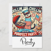 猫のバーベキュー・パーティー 7月4日 独立記念日 招待状 (正面)