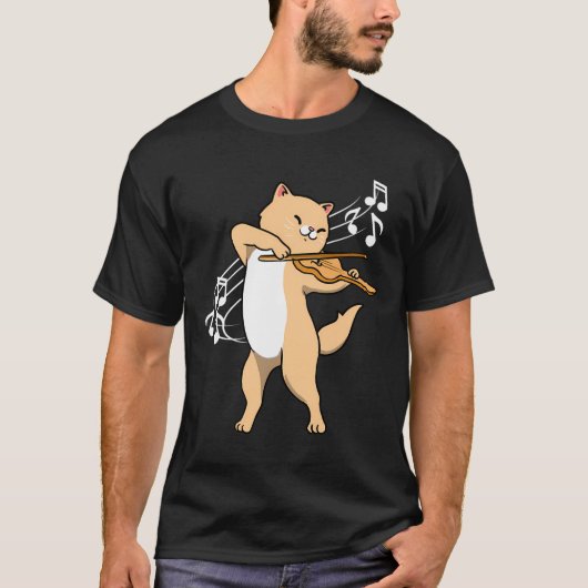 猫のバ遊イオリン奏者の贈り物 Tシャツ (正面)