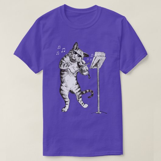 猫のバ遊イオリン奏者ギフトティー Tシャツ (デザイン正面)