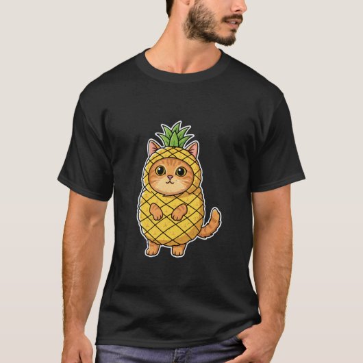猫のパイナップルコスチューム Tシャツ (正面)