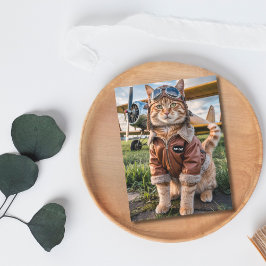 猫のパイロットと飛行機の航空ペット 面白い誕生日 ポストカード