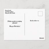 猫のパイロットと飛行機の航空愛好家向け誕生日カード Funny Cat Pilot & Airpla ポストカード (裏面)