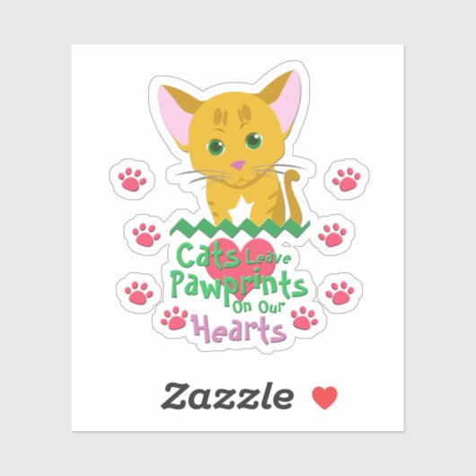 猫のパウ離れププリント シール (シート)