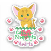 猫のパウ離れププリント シール (正面)