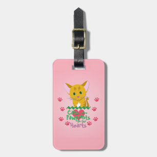 猫のパウ離れププリント ラゲッジタグ