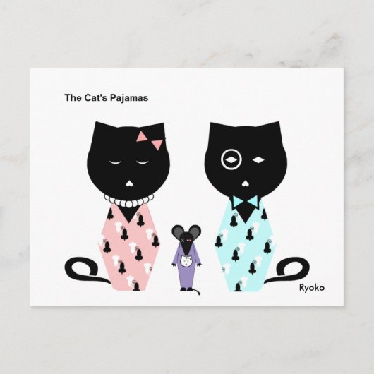 猫のパジャマはがき ポストカード (正面)