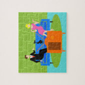 猫のパズルが付いているレトロのカップル ジグソーパズル (縦)