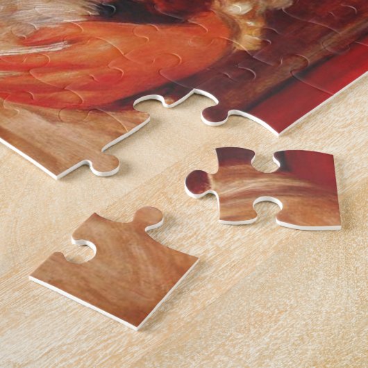 猫のパズルを持つルノアールの女の子 ジグソーパズル (側面)