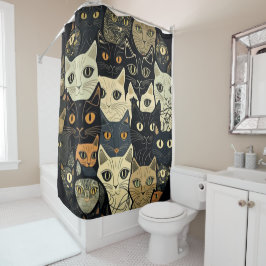 猫のパタアートーン シャワーカーテン
