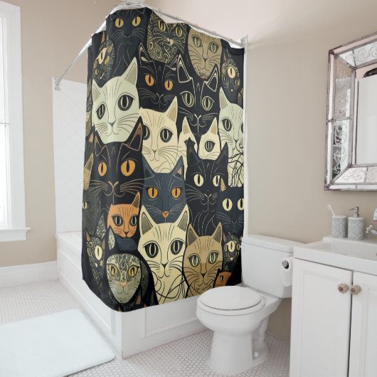 猫のパタアートーン シャワーカーテン (インサイチュ)