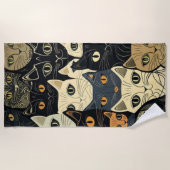 猫のパタアートーン ビーチタオル (正面)