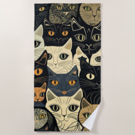 猫のパタアートーン ビーチタオル