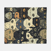 猫のパタアートーン フリースブランケット (正面(横))