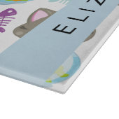 猫のパターン、かわいい猫、子猫、お名前 カッティングボード (角)