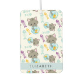 猫のパターン、かわいい猫、子猫、お名前 カーエアーフレッシュナー (正面)