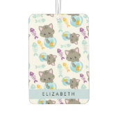 猫のパターン、かわいい猫、子猫、お名前 カーエアーフレッシュナー (裏面)