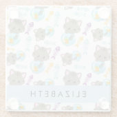 猫のパターン、かわいい猫、子猫、お名前 ガラスコースター (裏面)