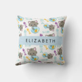 猫のパターン、かわいい猫、子猫、お名前 クッション (裏面)