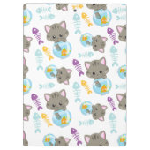 猫のパターン、かわいい猫、子猫、お名前 クリップボード (裏面)